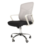 Office Chair 1939L – Ergonomic Mid-Back Revolving Mesh Chair with Tilt Lock, Armrests & Chrome Base – Gray - Image 7