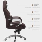 🪑 2305 A – Brown Leather Executive Office Chair | Classic Ergonomic Design | PU Upholstery | Aluminum Base | Rolling Swivel Chair - Image 4