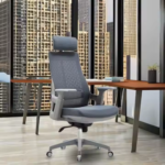 Office Chair 2020A/B – Ergonomic Mesh Chair with Adjustable Headrest, Lumbar Support & Height Adjustment – High Back & Low Back – Black & Gray - Image 3