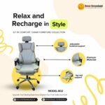 801 – PU Gray Ergonomic Executive Office Chair with Headrest & Footrest | Reclining Swivel Boss Chair - Image 10