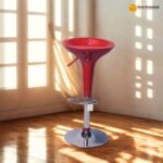 Imported Bar Stool Model 101-Red – Height Adjustable 360° Swivel Kitchen & Bar Chair with Chrome Base