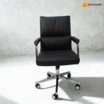 B-121 BLACK – Premium Synthetic Leather Office Chair  Strong Build | High-Density Comfort | Elegant Black Finish