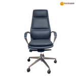 AM 2215A BLACK Premium Office Chair – PU Leather + Foam Cushioning + Aluminium Base - Image 4