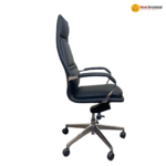 AM 2215A BLACK Premium Office Chair – PU Leather + Foam Cushioning + Aluminium Base - Image 3