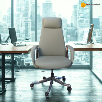 MD 2212 A Ergonomic Office Chair – Grey/Green | Moulded Foam Seat & Back + Aluminium Armrests + Headrest