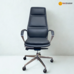 AM 2215A BLACK Premium Office Chair – PU Leather + Foam Cushioning + Aluminium Base