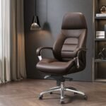🪑 2305A – Premium Executive Office Chair | PU + Foam + Aluminium Base (Rust Red)