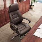 🪑 2305A – Premium Executive Office Chair | PU + Foam + Aluminium Base (Rust Red) - Image 2
