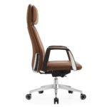 🪑 A 858-1 Brown – Modern Executive Office Chair | Premium PU Leather | Metal Legs | Ergonomic Design - Image 5