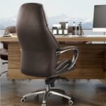 🪑 2305A – Premium Executive Office Chair | PU + Foam + Aluminium Base (Rust Red) - Image 3