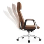 🪑 A 858-1 Brown – Modern Executive Office Chair | Premium PU Leather | Metal Legs | Ergonomic Design - Image 6